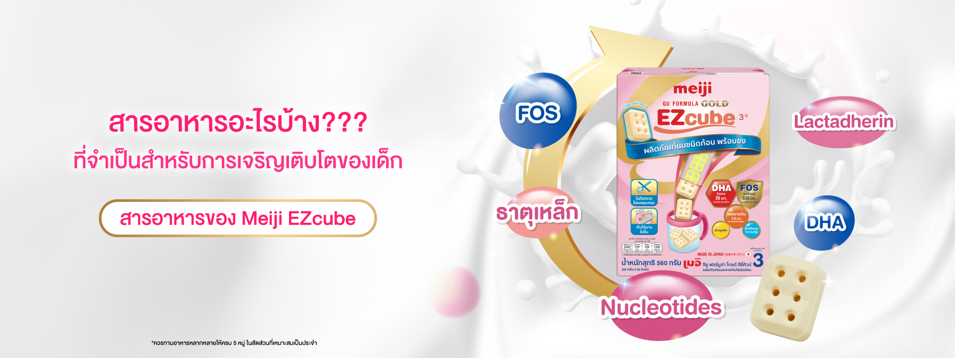 สารอาหารที่จำเป็นในนมผงสำหรับเด็ก Meiji EZcube