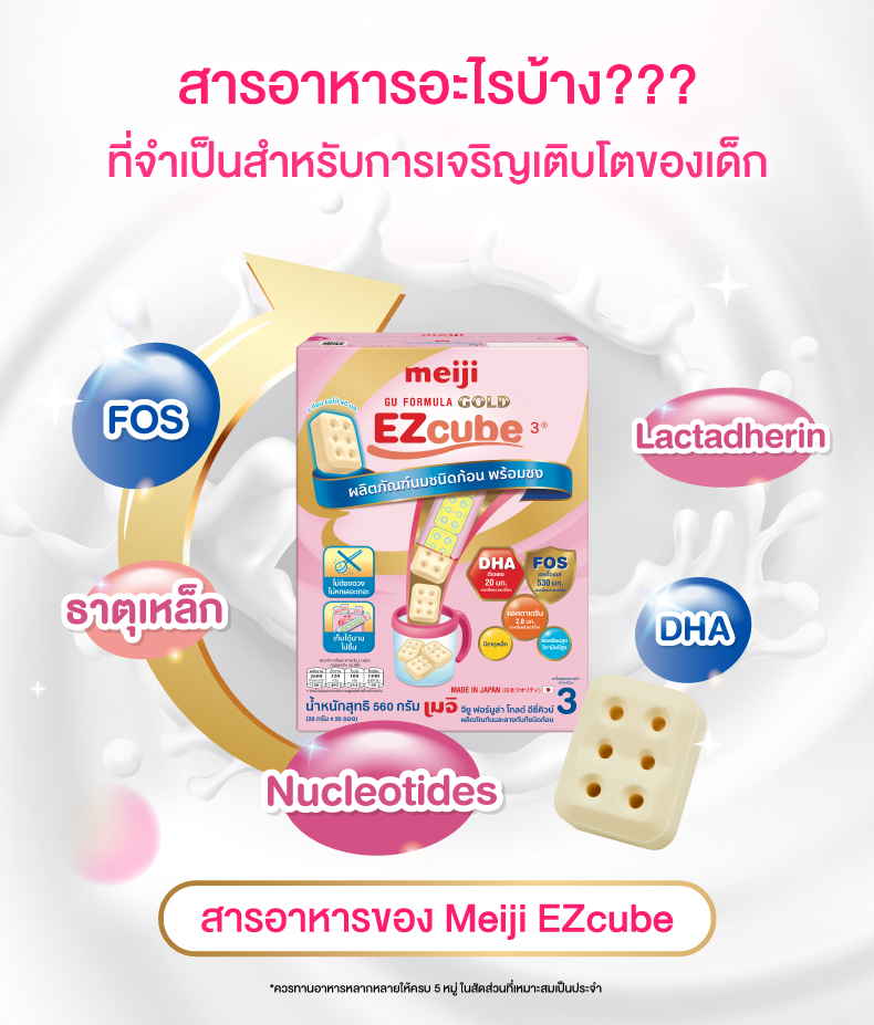 สารอาหารที่จำเป็นในนมผงสำหรับเด็ก Meiji EZcube